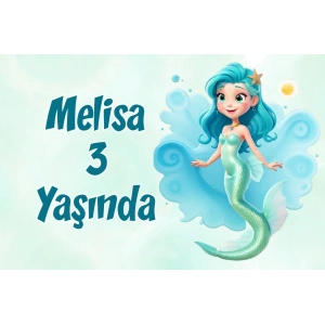 Deniz Kızı Temalı Doğum Günü Afişi -2 35X50 cm