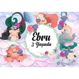 Deniz Kızı Temalı Doğum Günü Afişi 35X50 cm