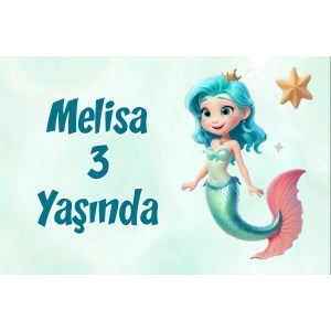 Deniz Kızı Temalı Doğum Günü Afişi -3 70X100 cm