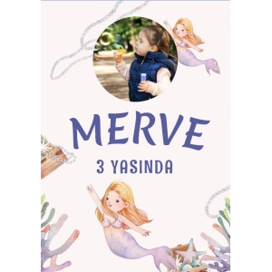 Deniz Kızı Temalı Doğum Günü Afişi 50X70 cm