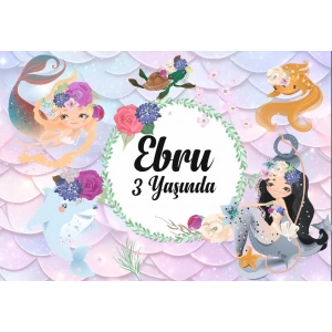 Deniz Kızı Temalı Doğum Günü Afişi 50X70 cm