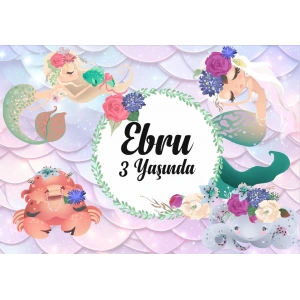 Deniz Kızı Temalı Doğum Günü Afişi 50X70 cm