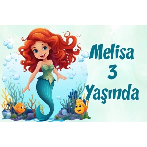 Deniz Kızı Temalı Doğum Günü Afişi -3 70X100 cm