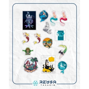 Deniz Kızları Sticker Set 2 20 Parça Telefon, Tablet, Defter, Laptop Sticker