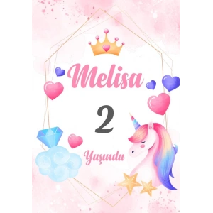 Unicorn Temalı Doğum Günü Afişi 70X100 cm