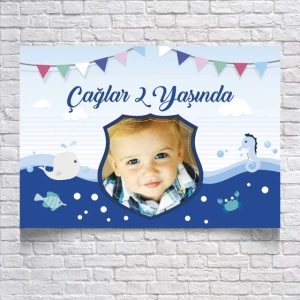 Deniz Temalı Doğum Günü Afişi Resimli 35x50 Cm