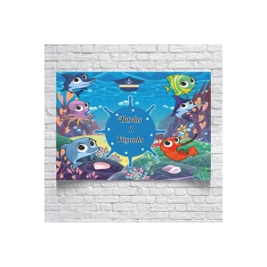 DENİZ VE BALIK TEMALI DOĞUM GÜNÜ AFİŞİ 50X70 cm