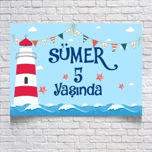 Deniz ve Deniz Feneri Doğum Günü Afişi 100X150 cm