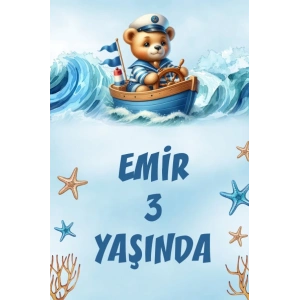 Denizci Ayıcık Temalı Doğum Günü Afişi -2 50X70 cm