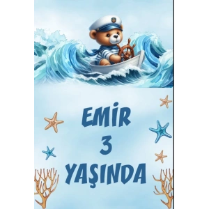 Denizci Ayıcık Temalı Doğum Günü Afişi -3 70X100 cm