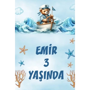 Denizci Ayıcık Temalı Doğum Günü Afişi -4 50X70 cm
