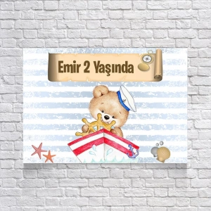 Denizci Ayıcık Temalı Doğum Günü Afişi 70x100 Cm