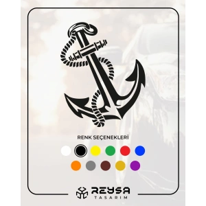 Denizci Çapası Sticker 17x17 Cm Siyah