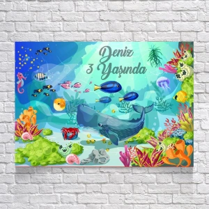 Denizde Yaşam Temalı Doğum Günü Afişi 35X50 cm