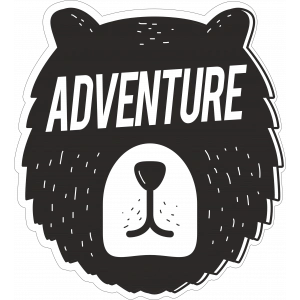 Adventure ayı sticker 10x10 cmRenkli Sticker