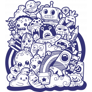 Desenler Sticker 2 10x10 cmRenkli Sticker