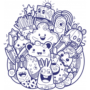 Desenler Sticker 1 10x10 cmRenkli Sticker