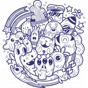 Desenler Sticker 3 10x10 cmRenkli Sticker