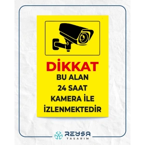 Dikkat bu alan 24 saat izlenmektedir Sticker 20X28 Cm