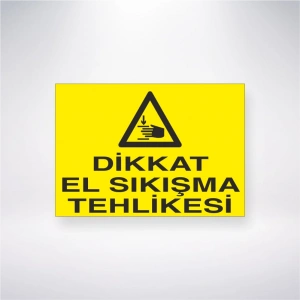 Dikkat El Sıkıştırma Tehlikesi Sticker 20X28 Cm