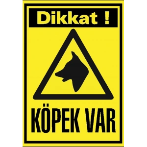 Dikkat Köpek Var Sticker 20X28 Cm