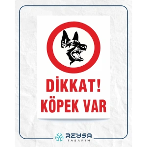Dikkat Köpek Var Sticker 20X28 Cm