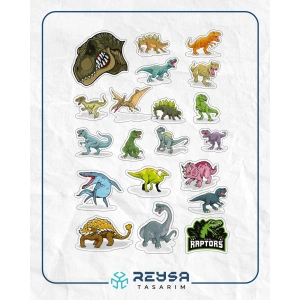 Dinazor Sticker Set-2 15 Parça Telefon, Tablet, Defter, Laptop Sticker