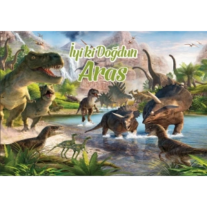 Dinazor Temalı Doğum Günü Afişi 70X100 cm