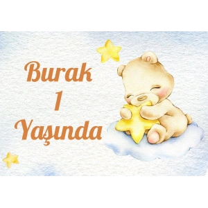 Ayı Temalı Doğum Günü Afişi 100X150 cm