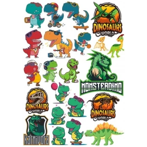 Dinozorlar Sticker Set 6 22 Parça Telefon, Tablet, Defter, Laptop Sticker