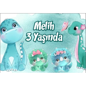 Dinozorlar Temalı Doğum Günü Afişi 100X150 cm