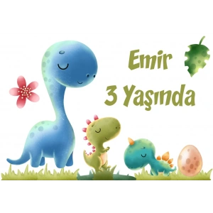 Dinozorlar Temalı Doğum Günü Afişi 35X50 cm