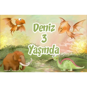 Dinozorlar Temalı Doğum Günü Afişi 50X70 cm
