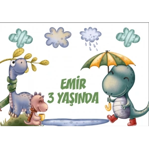 Dinozorlar Temalı Doğum Günü Afişi 70X100 cm