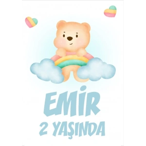 Ayıcık Temalı Doğum Günü Afişi 70X100 cm