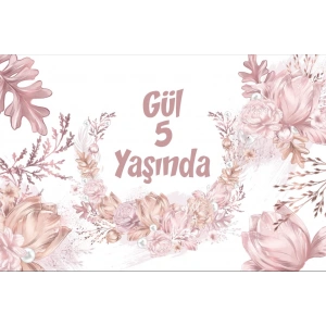 İnciler ve Çiçekler Temalı Doğum Günü Afişi 50X70 cm