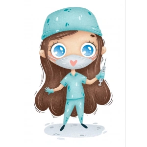 Doktor Kız Duvar Stickerı (Mavi Kıyafetli)