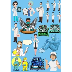 Doktor Sağlık Çalışanı Sticker Set 13 Parça Telefon, Tablet, Defter, Laptop Sticker