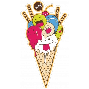 Dondurma Sticker 10x10 cmRenkli Sticker