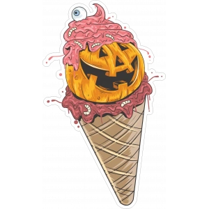 Dondurma ve Balkabağı Sticker 10x10 cmRenkli Sticker