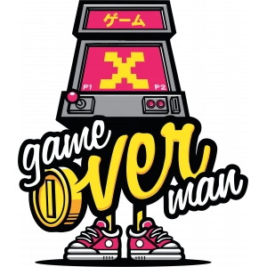 Game Over man Sticker 10x10 cmRenkli Sticker
