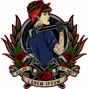 Dövmeci Kad?n Sticker 10x10 cmRenkli Sticker