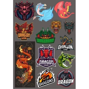 Dragon Ejderaha Sticker -3 13 Parça Telefon, Tablet, Defter, Laptop Sticker