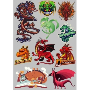 Dragon Ejderha Sticker Set-3 11 Parça Telefon, Tablet, Defter, Laptop Sticker
