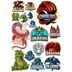 Dragon Ejderha Temalı Sticker Set 17 Parça Telefon, Tablet, Defter, Laptop Sticker
