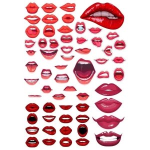 Dudaklar Sticker Set 32 Parça Telefon, Tablet, Defter, Laptop Sticker