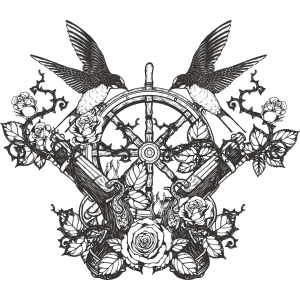 Dümen ve Silah Sticker 10x10 cmRenkli Sticker