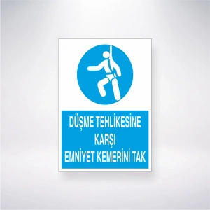 Düşme Tehlikesine Karşı Emniyet Kemerini Tak Sticker 20X28 Cm