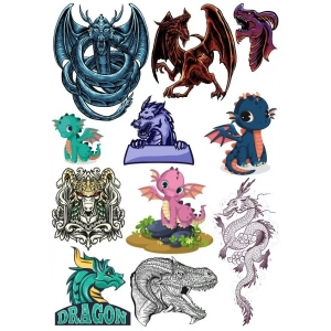 Ejderha Dragon Sticker -6 13 Parça Telefon, Tablet, Defter, Laptop Sticker