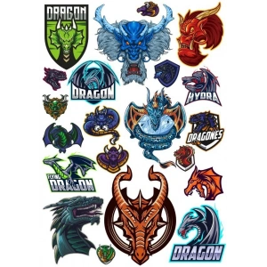 Ejderha Dragon Sticker Set-3 13 Parça Telefon, Tablet, Defter, Laptop Sticker